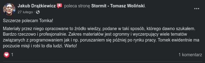 Opinia Jakuba Drążkiewicza o materiałach szkoleniowych